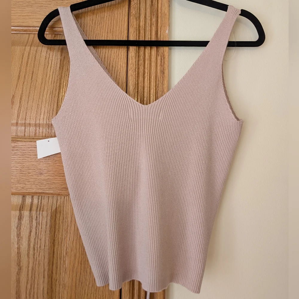 Cotton Emporium Light Pink Ribbed Tank Top Large - Picture 2 of 7